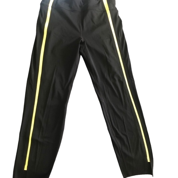 Zyia Active Neon Tape Luxe Hi-Rise 7/8 Leggings Black Sz. 12/XL Yoga Athletic - Picture 3 of 9